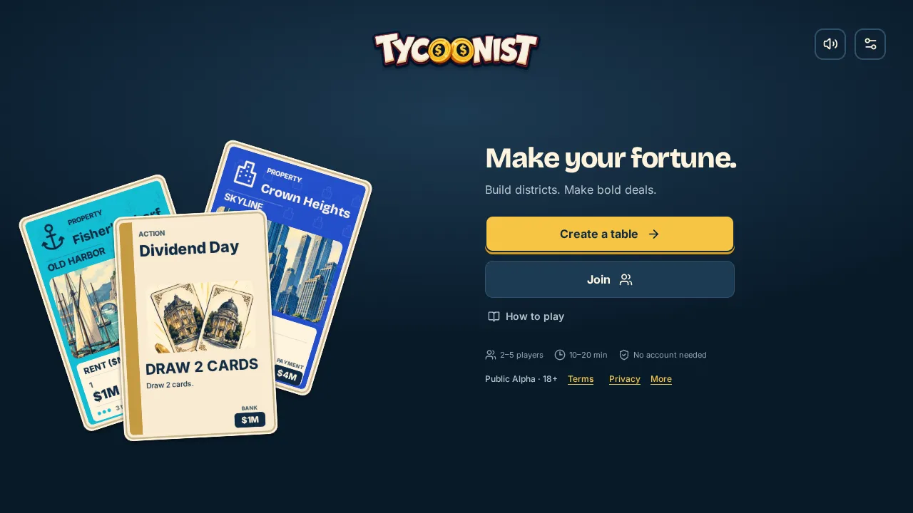 Tycoonist gameplay: Tycoonist: free online property card game with friends screenshot 2