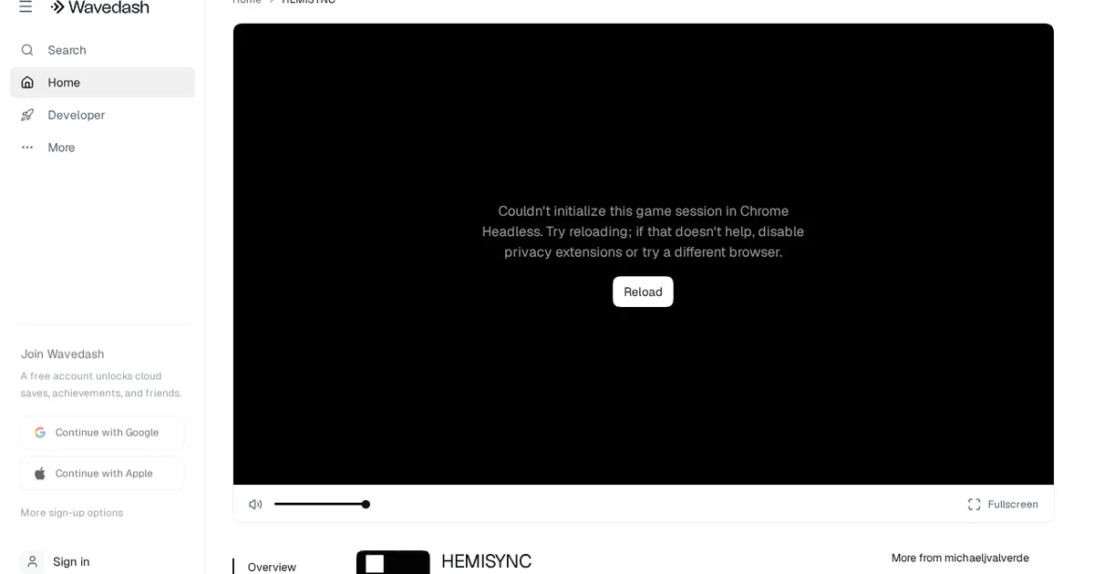 Play HEMISYNC for Free on Wavedash cover art