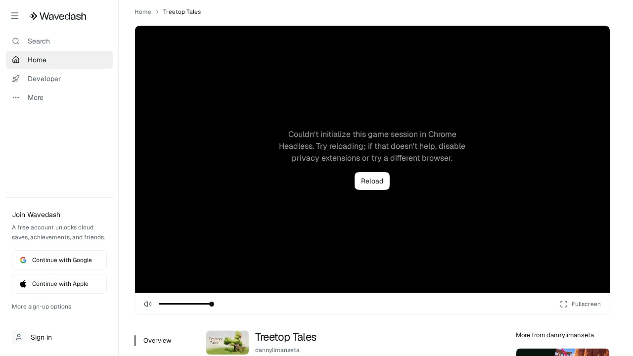 Play Treetop Tales for Free on Wavedash gameplay: Play Treetop Tales for Free on Wavedash screenshot 1